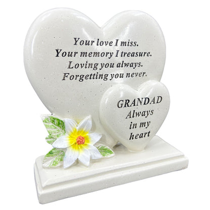 Special Grandad Graveside Memorial Double Heart Grave Plaque Ornament Decoration
