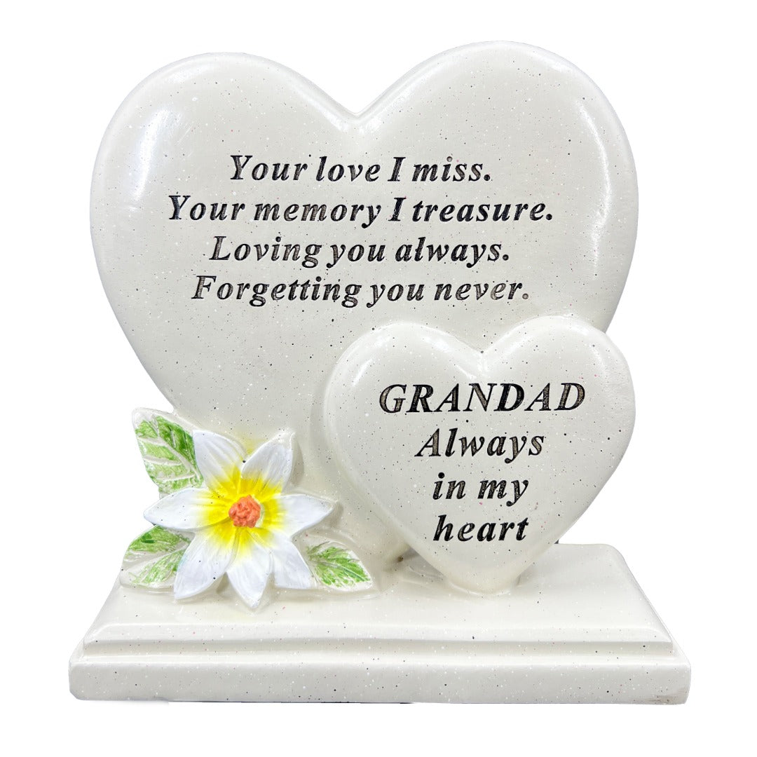 Special Grandad double heart memorial plaque