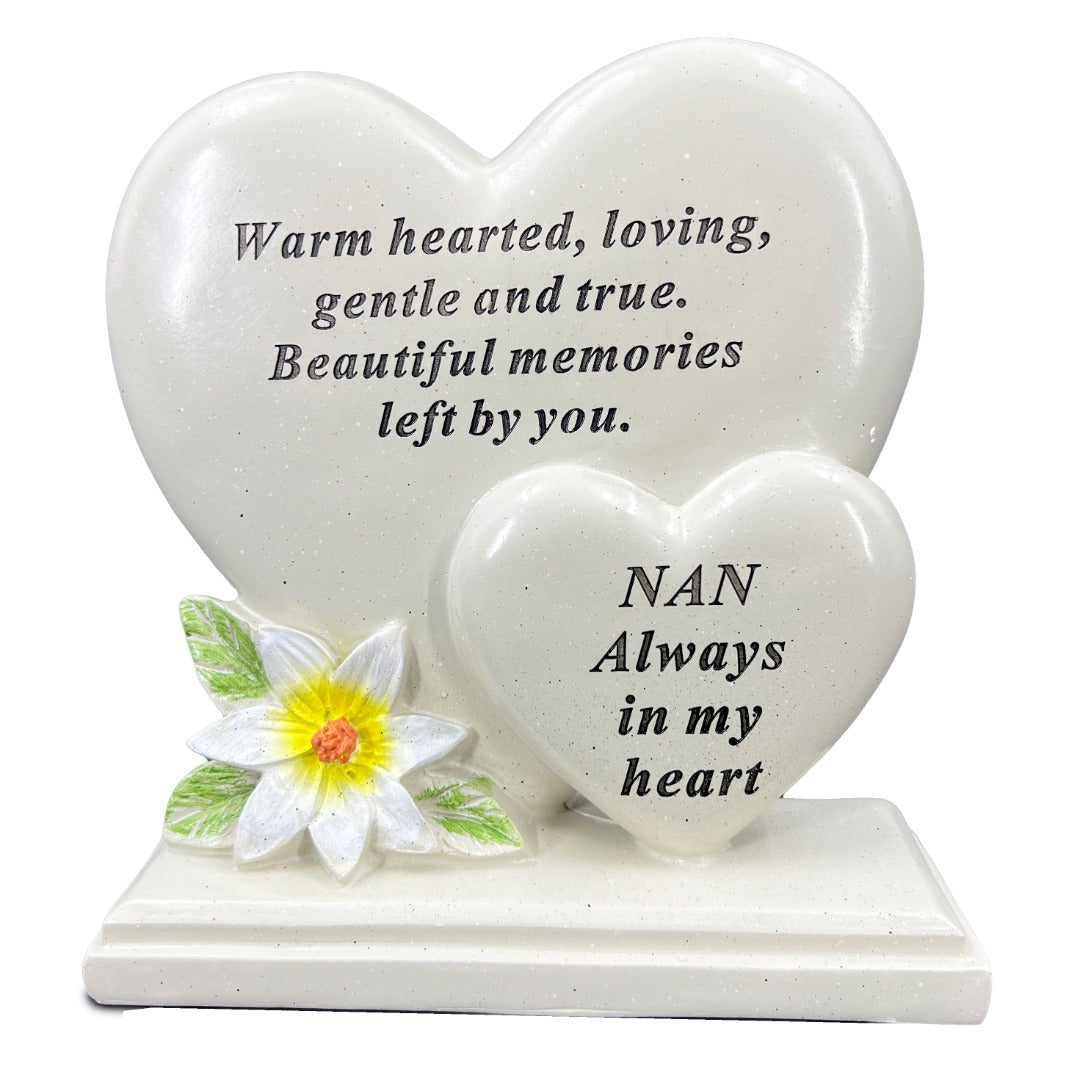 Special Nan Graveside Memorial Double Heart Grave Plaque Ornament Decoration