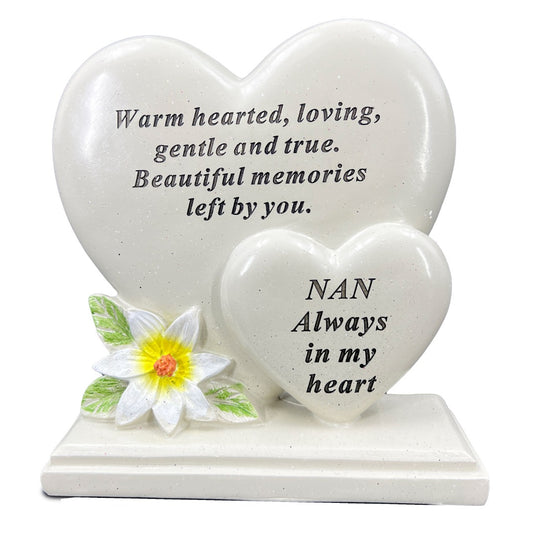 Special Nan Graveside Memorial Double Heart Grave Plaque Ornament Decoration