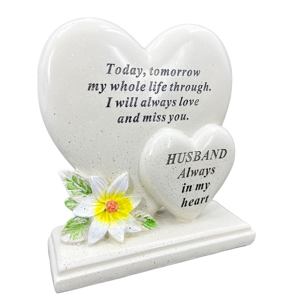 Special Husband Graveside Memorial Double Heart Grave Plaque Ornament Decoration