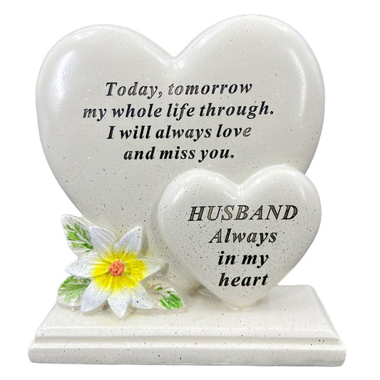 Special Husband Graveside Memorial Double Heart Grave Plaque Ornament Decoration