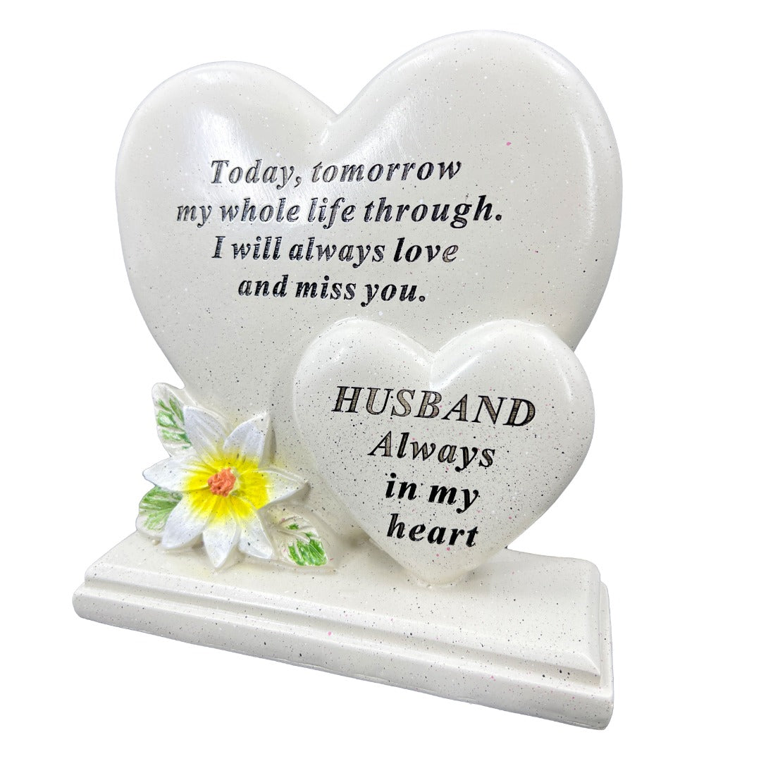 Special Husband Graveside Memorial Double Heart Grave Plaque Ornament Decoration