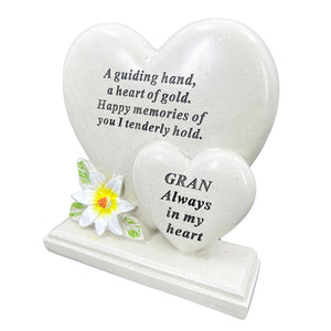 Special Gran Graveside Memorial Double Heart Grave Plaque Ornament Decoration