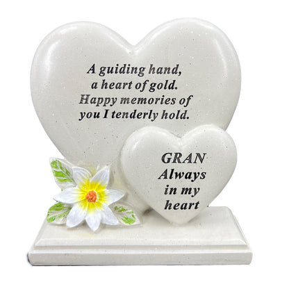 Special Gran Graveside Memorial Double Heart Grave Plaque Ornament Decoration
