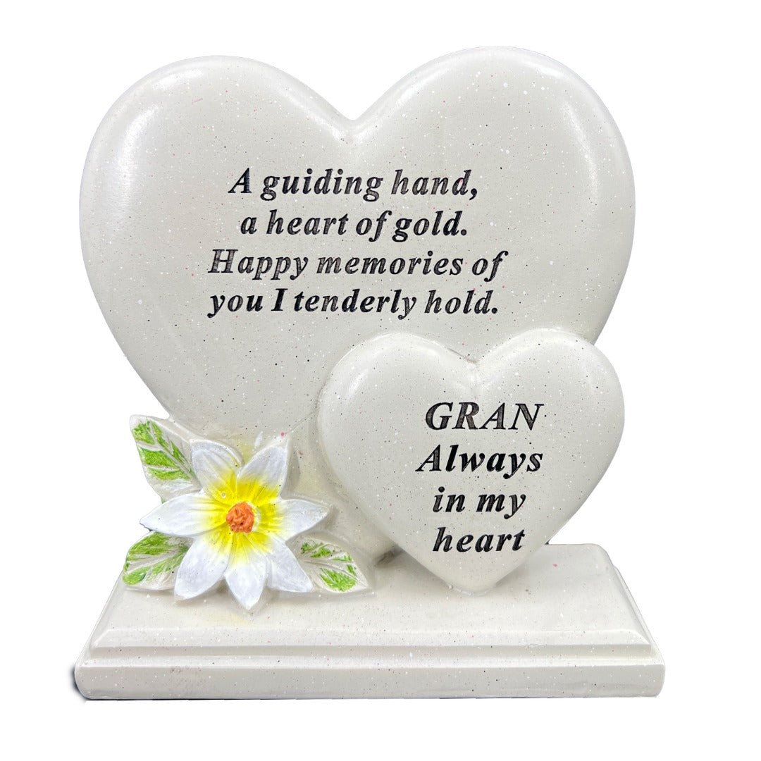Special Gran double heart memorial plaque