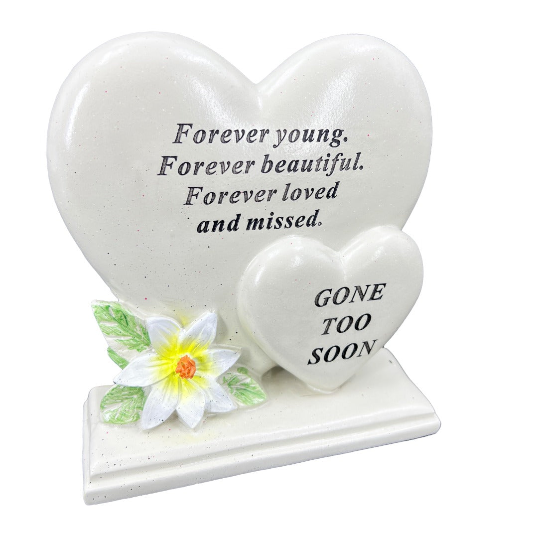 Gone too Soon Someone Special Graveside Memorial Double Heart Grave Plaque Ornament Decoration