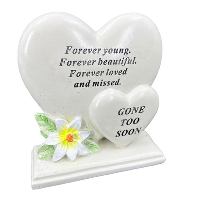 Gone too Soon Someone Special Graveside Memorial Double Heart Grave Plaque Ornament Decoration