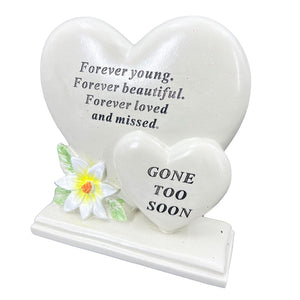 Gone too Soon Someone Special Graveside Memorial Double Heart Grave Plaque Ornament Decoration