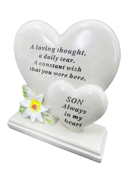Special Son Graveside Memorial Double Heart Grave Plaque Ornament Decoration