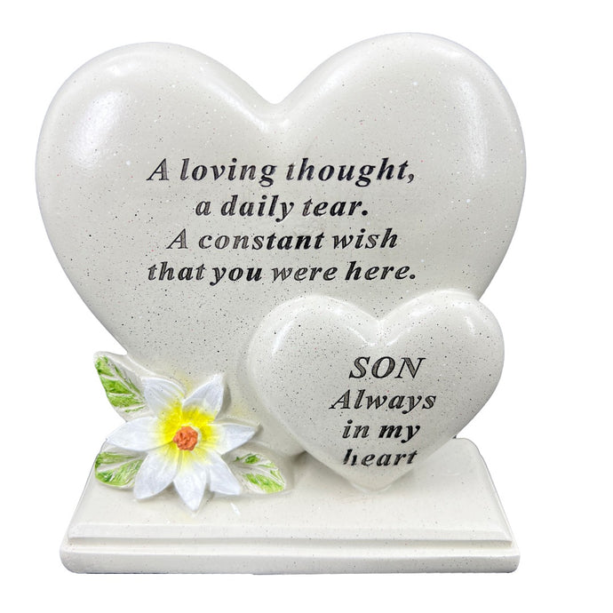 Special Son Graveside Memorial Double Heart Grave Plaque Ornament Decoration