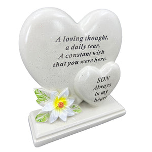 Special Son Graveside Memorial Double Heart Grave Plaque Ornament Decoration