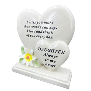 Special Daughter Graveside Memorial Double Heart Grave Plaque Ornament Decoration