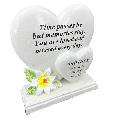 Special Brother Graveside Memorial Double Heart Grave Plaque Ornament Decoration