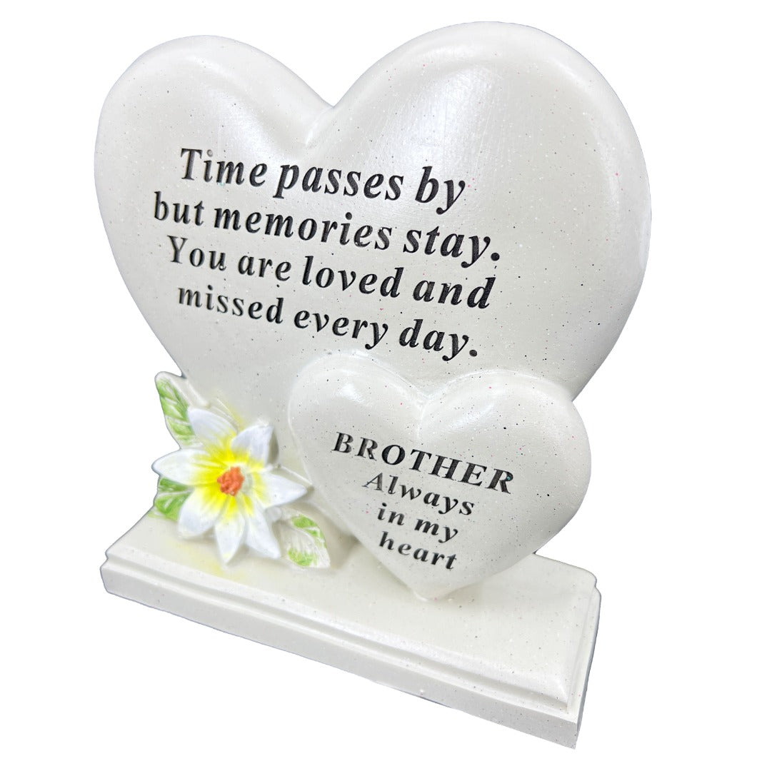 Special Brother Graveside Memorial Double Heart Grave Plaque Ornament Decoration