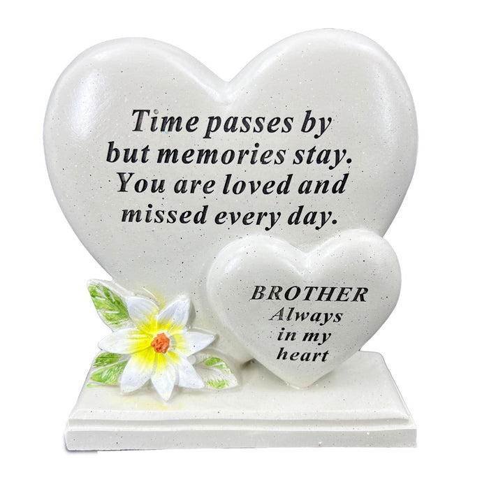 Special Brother Graveside Memorial Double Heart Grave Plaque Ornament Decoration