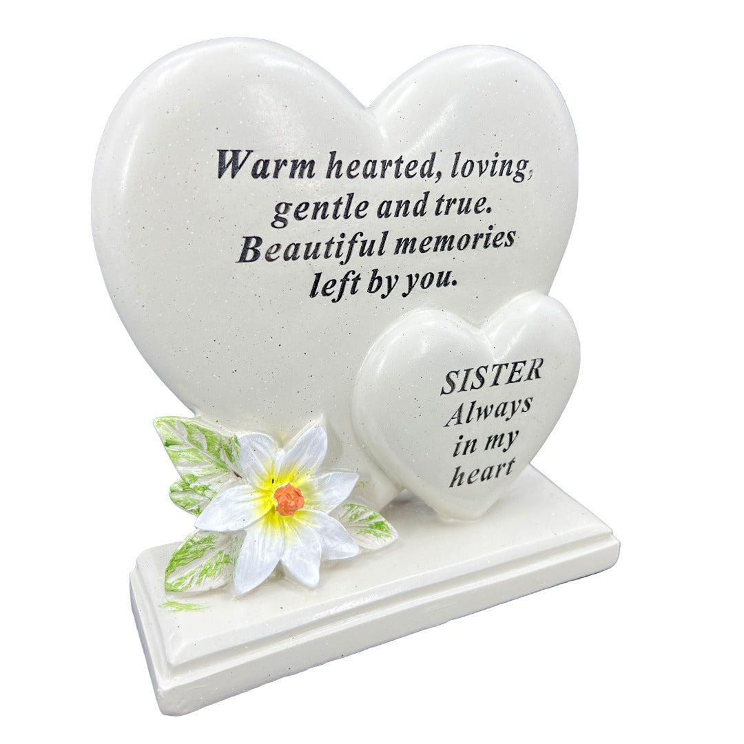 Special Sister Graveside Memorial Double Heart Grave Plaque Ornament Decoration