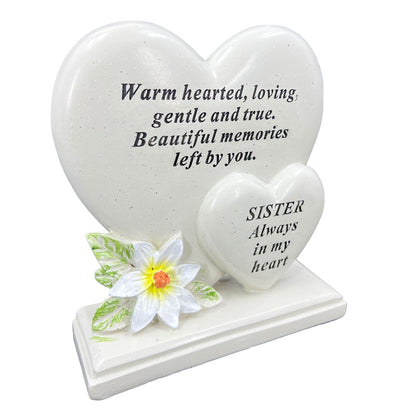 Special Sister Graveside Memorial Double Heart Grave Plaque Ornament Decoration
