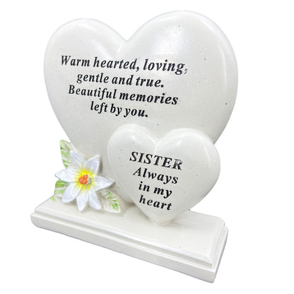 Special Sister Graveside Memorial Double Heart Grave Plaque Ornament Decoration