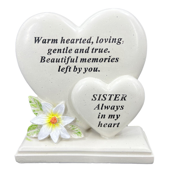 Special Sister Graveside Memorial Double Heart Grave Plaque Ornament Decoration