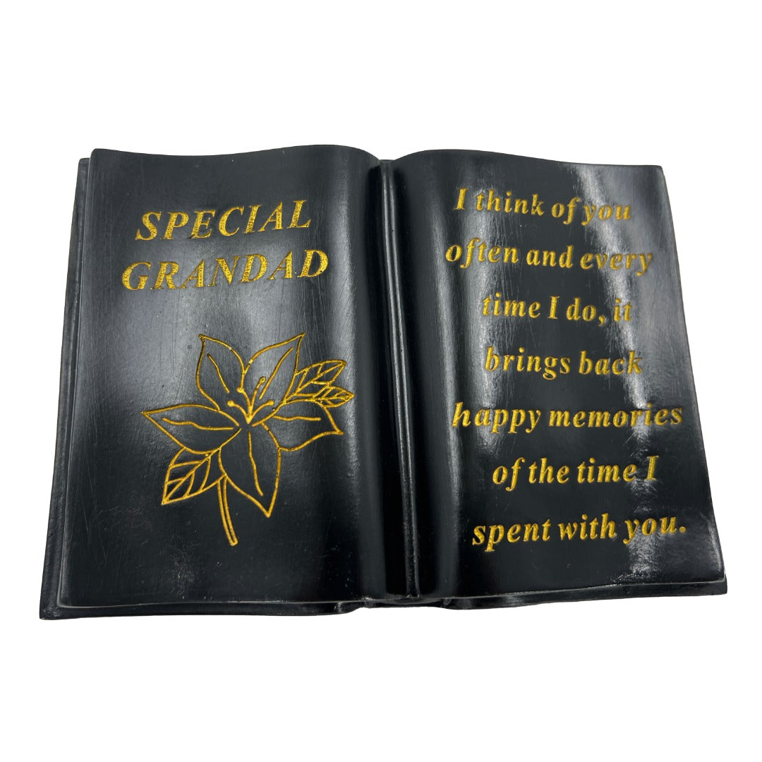 Special Grandad Gold Lily Flower Graveside Black Book Memorial Ornament