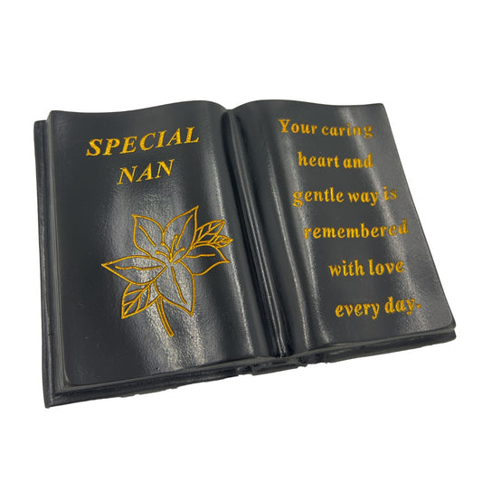 Special Nan Gold Lily Flower Graveside Black Book Memorial Ornament