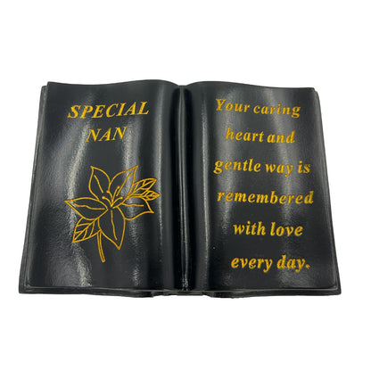 Special Nan Gold Lily Flower Graveside Black Book Memorial Ornament