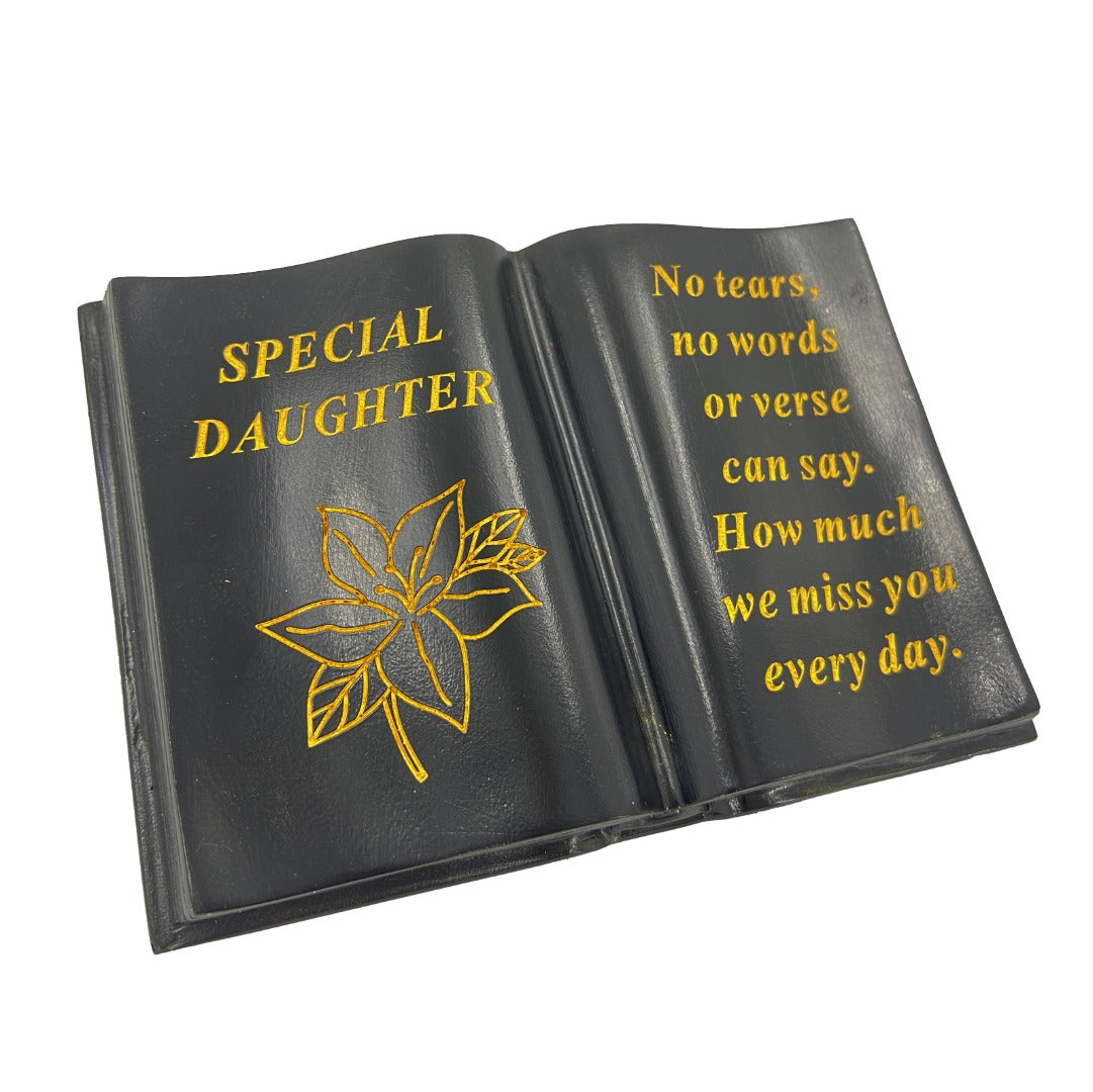 Special Daughter gold lily black book memorial ornament