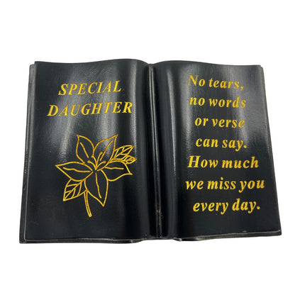 Special Daughter Gold Lily Flower Graveside Black Book Memorial Ornament Plaque