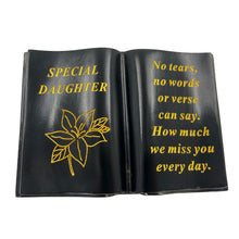 Load image into Gallery viewer, Special Daughter Gold Lily Flower Graveside Black Book Memorial Ornament Plaque