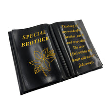 Load image into Gallery viewer, Special Brother Gold Lily Flower Graveside Black Book Memorial Ornament Plaque