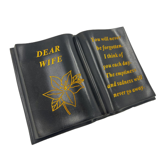 Dear Wife Gold Lily Flower Black Book Graveside Memorial Ornament