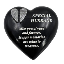 Load image into Gallery viewer, Special Husband Angel Wings Memorial Black Heart Grave Plaque Graveside Ornament Decoration