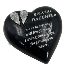 Load image into Gallery viewer, Special Daughter Angel Wings Memorial Black Heart Grave Plaque Graveside Ornament Decoration