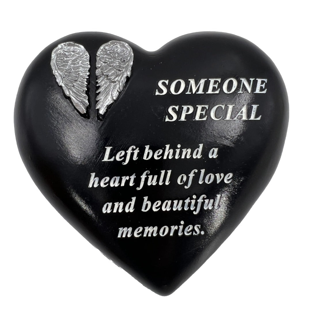Someone Special Angel Wings Memorial Black Heart Grave Plaque Graveside Ornament Decoration