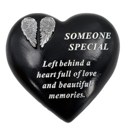 Someone Special Angel Wings Memorial Black Heart Grave Plaque Graveside Ornament Decoration
