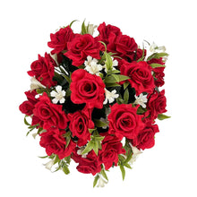 Load image into Gallery viewer, Rosemary Red Rose Artificial Flower Graveside Pot Cemetery Memorial Arrangement Pot