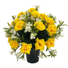 Load image into Gallery viewer, Helena Yellow Rose Artificial Flower Graveside Pot Cemetery Memorial Arrangement Pot