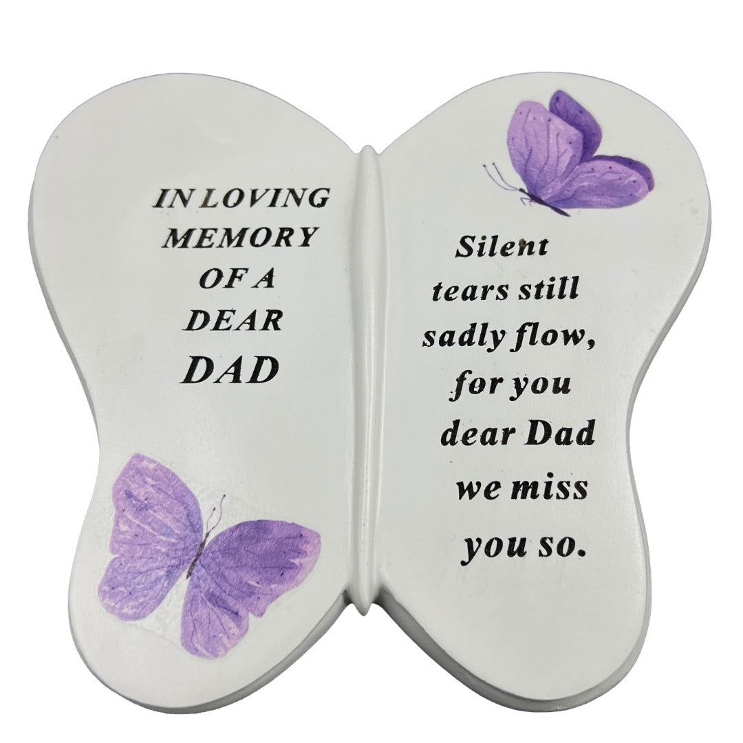 Dear Dad Butterfly Graveside Grave Memorial Ornament Verse Plaque