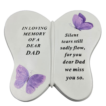 Dear Dad Butterfly Graveside Grave Memorial Ornament Verse Plaque