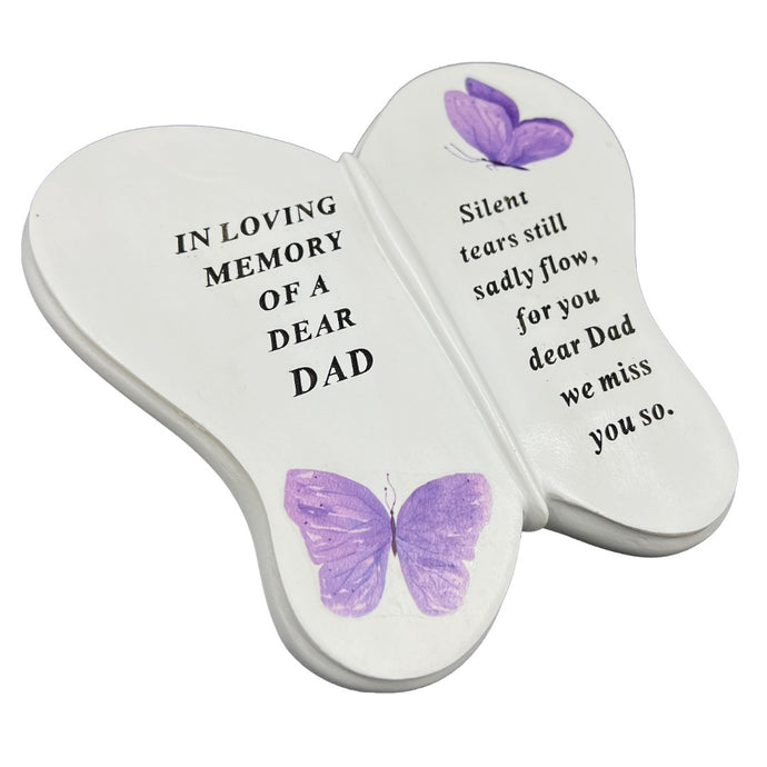 Dear Dad Butterfly Graveside Grave Memorial Ornament Verse Plaque