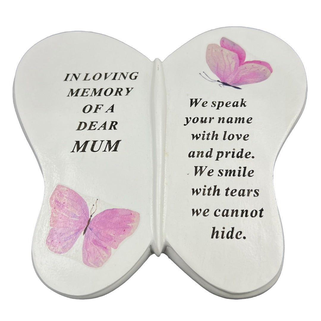 Dear Mum Butterfly Graveside Grave Memorial Ornament Verse Plaque