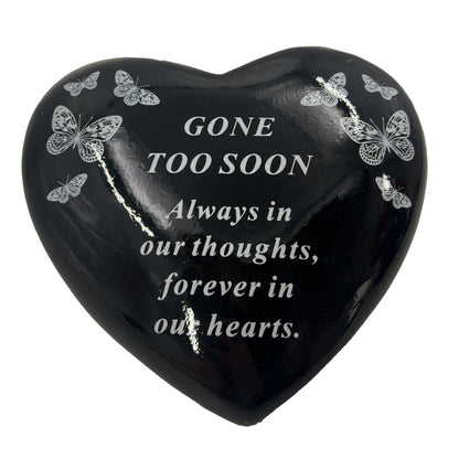 Gone too Soon Someone Special Butterfly Black Heart Graveside Grave Memorial Ornament Verse Plaque