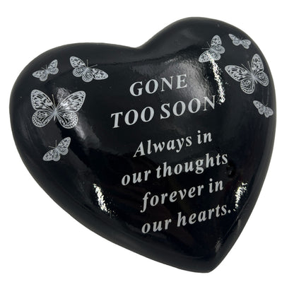 Gone too Soon Someone Special Butterfly Black Heart Graveside Grave Memorial Ornament Verse Plaque