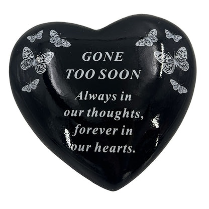Gone too Soon Someone Special Butterfly Black Heart Graveside Grave Memorial Ornament Verse Plaque