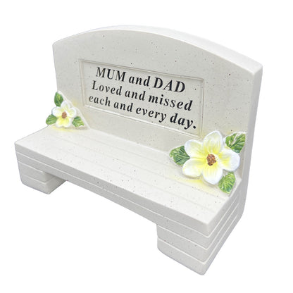 Special Mum and Dad Graveside Memorial Bench Grave Plaque Ornament Decoration Loved and Missed