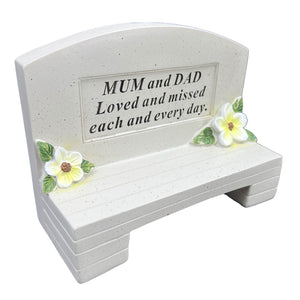 Special Mum and Dad Graveside Memorial Bench Grave Plaque Ornament Decoration Loved and Missed