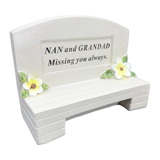 Special Nan and Grandad Graveside Memorial Bench Grave Plaque Ornament Decoration Missing you always