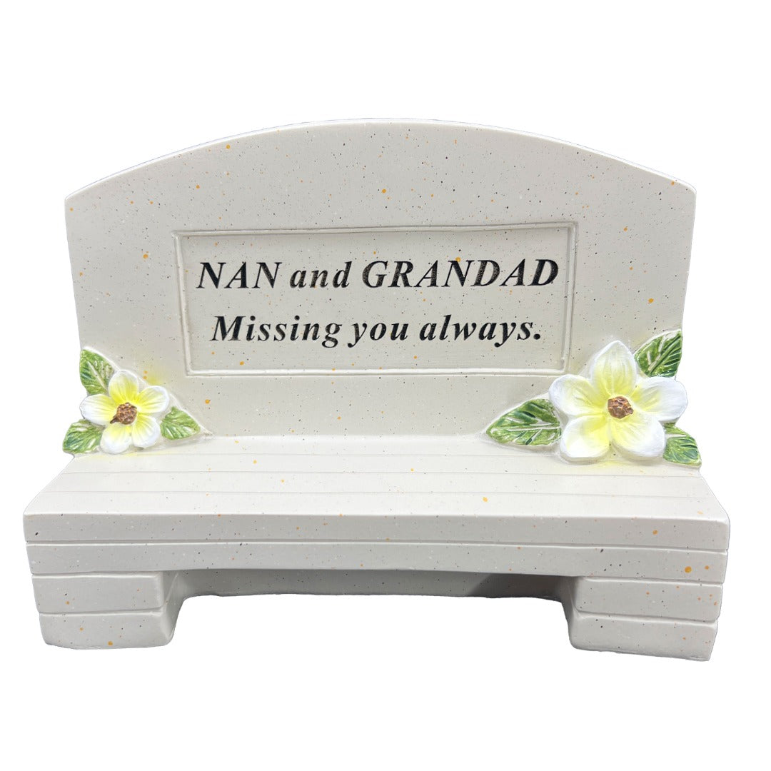 Special Nan and Grandad Graveside Memorial Bench Grave Plaque Ornament Decoration Missing you always