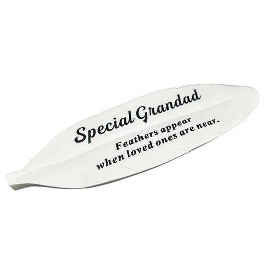 Special Grandad Feather Graveside Grave Memorial Ornament Verse Plaque Feathers appear when loved ones are near